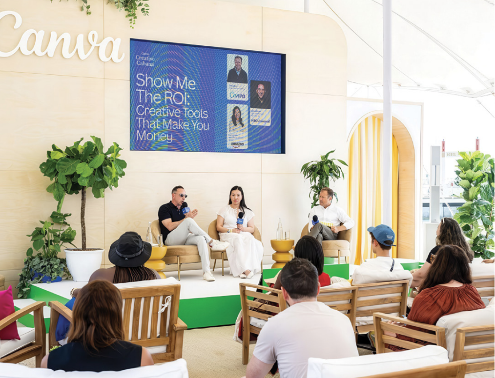 Rob Giglio, CCO of Canva, participating in a panel discussion at a Canva event.
